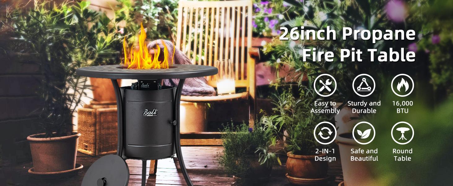 BALI OUTDOORS Propane Fire Pit Outside, Portable Double 1LB Propane Outdoor Fire Pit Black, Round Fire Pit Table Patio #springtok