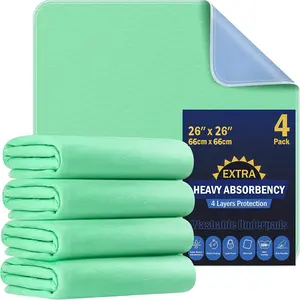 EVERBETTERUS 26” x 26” Extra Heavy Absorbency Washable Underpads, Waterproof Quick Drying Nursing Pads Incontinence Bed Pads, Reusable Washable Pee Pads for Dogs, Diaper Changing & Adults, 4 Pack