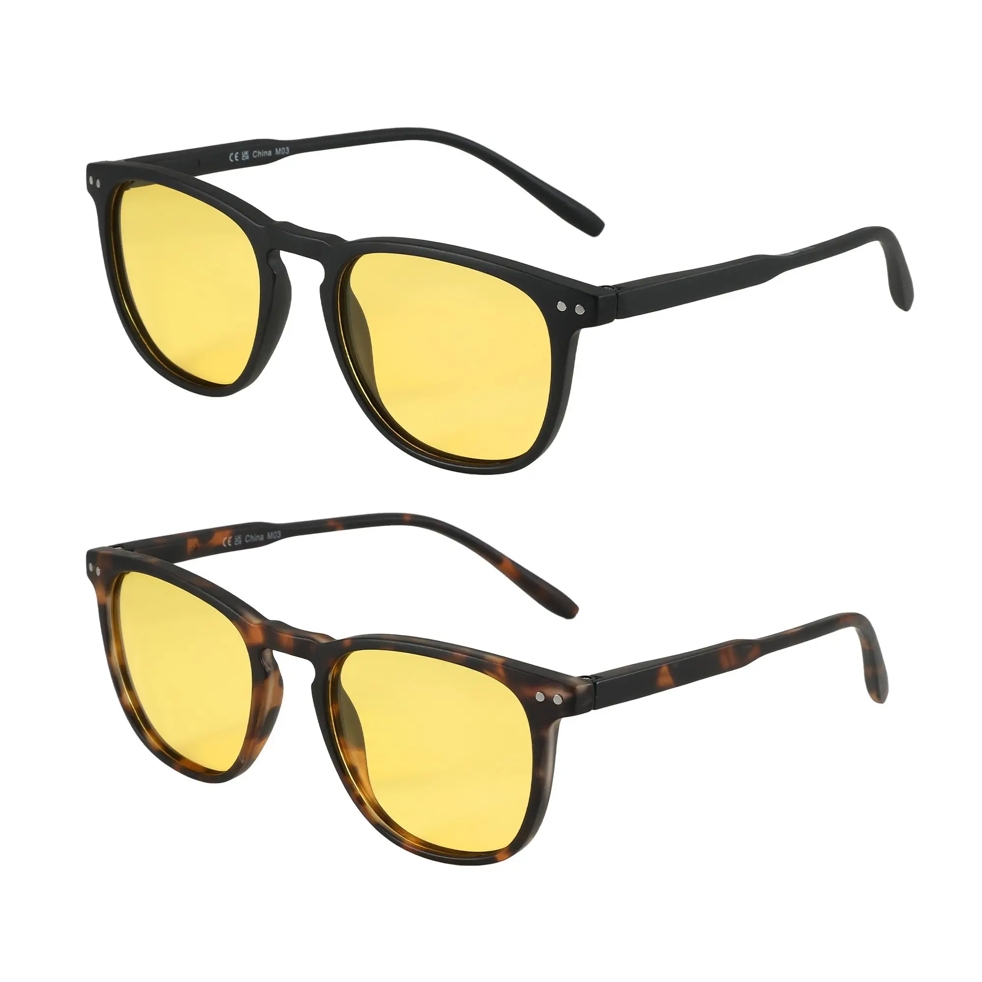 ZENOTTIC 2PCs Night Vision Glasses, Anti-Glare Yellow Lenses, Unisex Vintage Tortoise Shell & Black Frames,Build For Safe Driving,Gift Set summerwins,summer outifit,travel essentials