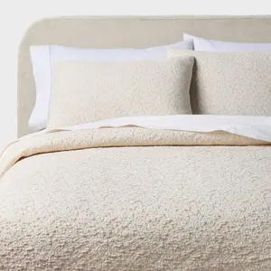 3pc King Reversible Lightweight Matelasse Quilt and Shams Set Vine Floral Natural - Threshold