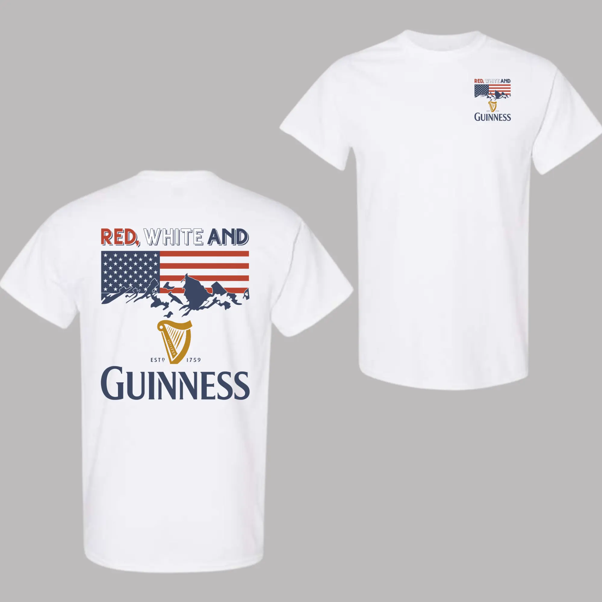 Red White And Guinness Logo T-Shirt - 4th Of July Graphic Tee, Trendy Summer for Men for Women, Shades For Everyone, Full Sizes, Full Colors