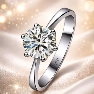 S925 Sterling Silver Cubic Zirconia Solitaire Ring