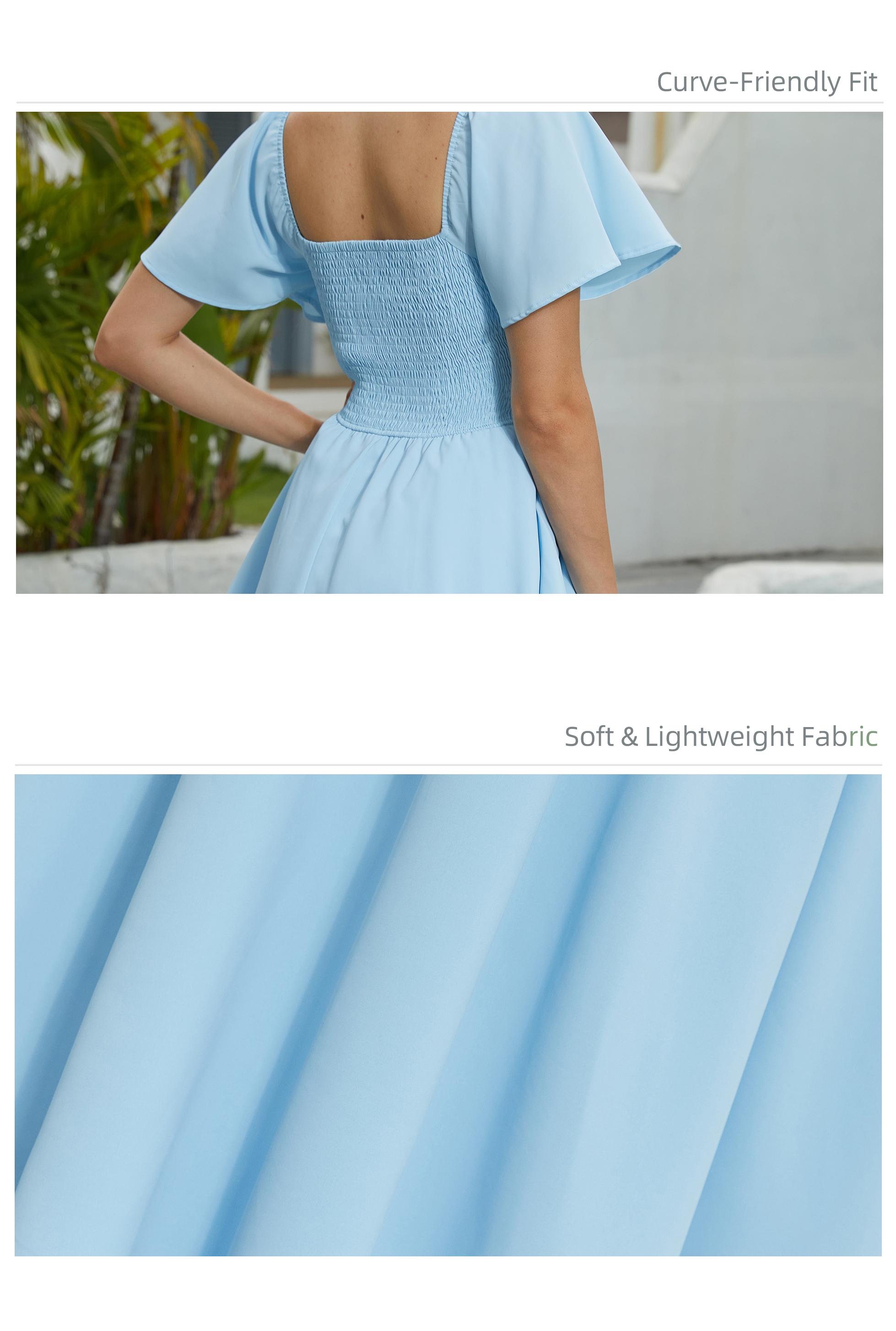 Florboom Women's Sweetheart Knot Front Mini Dress,Flutter Sleeve Layered Ruffle Hem A-Line Short Dress, Easter dress,Lightweight Summer Fit & Flare Dress for Vacation, Parties, and Everyday Style