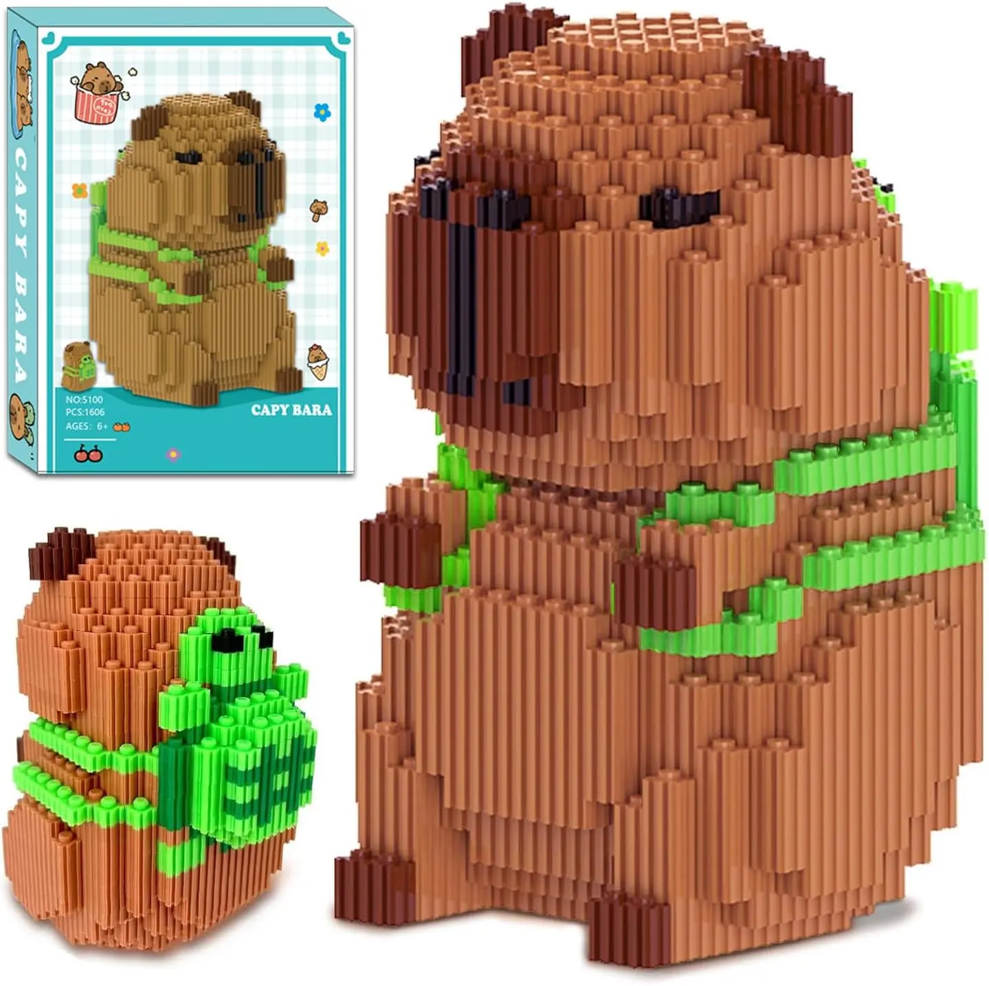 Capybara Mini Building Kit - 1606 PCS Creative DIY Building Model with Turtle Animals Building Blocks, Party Favors Mini Gifts for Adults, Creative Building Blocks