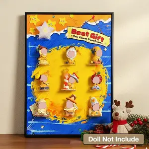 Acrylic Doll Figures Display Frame for Twinkle Twinkle, 3D Cute Background Blind Box Display Rack, Wall-Mounted Doll Storage Case Perfect for Collectibles & Home Decor, Versatile Wall Art & Desktop Organiser (Doll Not Included)