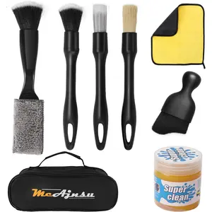 8 Piece Car Interior Detailing Kit – Cleaning Gel, Soft Detail Brushes & Towel for Cars, Trucks & SUVs