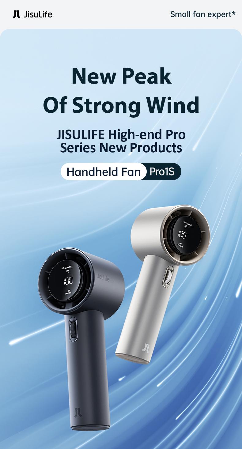 JISULIFE Handheld Fan Pro1S - 5000mAh Rechargeable, Metal Body, Digital Display, Turbo 9 m/s, 3-15h Cooling, USB Fast Charging, Travel/Outdoor JISULIFE Handheld Fan Pro1S - 5000mAh Rechargeable, Metal Body, Digital Display, Turbo 9 m/s, 3-15h Cooling, USB Fast Charging, Travel/Outdoor