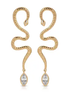 Serpentina Statement Snake Earring – 18K Gold Plated Crystal Drop Earrings for Women | Bold Trendy Jewelry (Clear & Emerald Green)