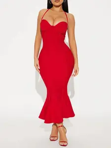 Speak The Truth Bandage Midi Dress - Red