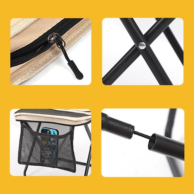 Foldable Backpack Stool, Fishing Seat, Foot Stool Footrest, Multi functional folding stool, Portable Camping Chair for Travel,Picnic, Khaki and Black Sturdy Outdoor Bench