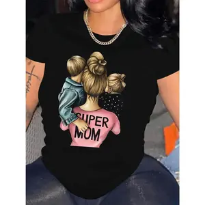 Cherished Mother Hugging ren Graphic T shirt Comfortable Cotton Short Sleeve Family Love Shirt Suitable for Mothers Day Birthday and Christmas All Sizes Available