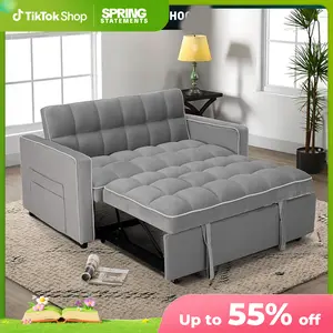 [SpringStatements] EBELLO 3 in 1 Convertible Sleeper Sofa Bed, Velvet Modern Loveseat Futon Couch Pullout Bed with Side Storage Pockets, Small Love Seat Lounge Sofa Futon for Small Space, Living Room