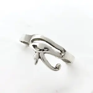 Egyptian Eye of Horus Ring - 85% Silver Lightweight Design - Multiple Sizes Available - Made in Cairo Egypt - Good Health Symbol