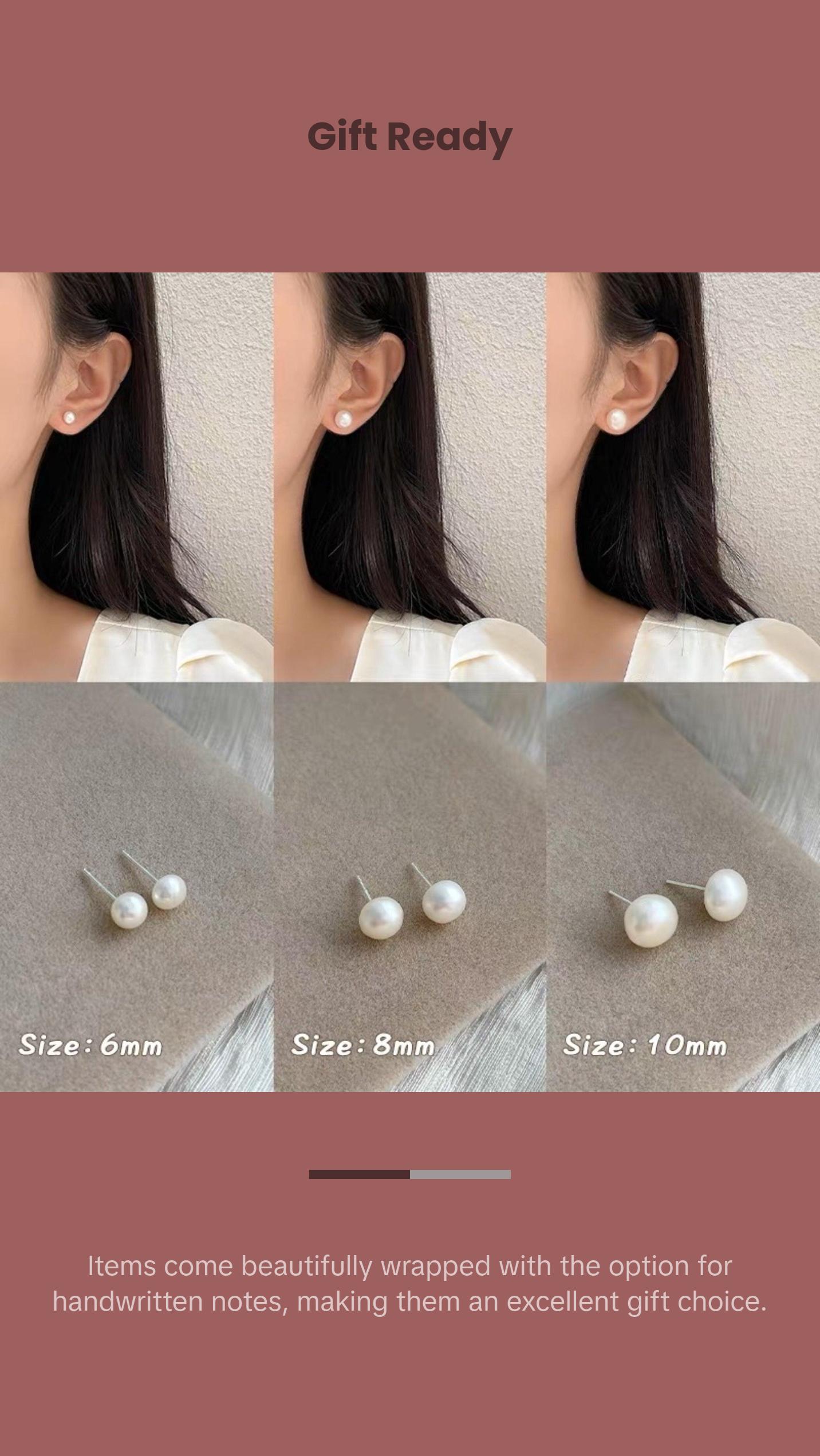 Natural real pearl simple stud, 6mm 8mm 10mm round pearl studs, Ivory pearl stud earrings, Everyday stud earrings, Minimalist pearl earrings
