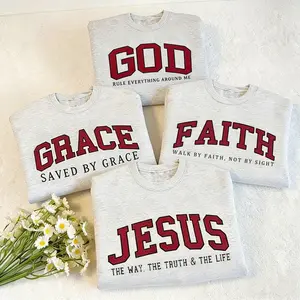 Jesus Christian Graphic Sweatshirt For Women, Cozy Faith Print Hoodie, Retro God Print T-Shirt, Breathable Fabric, Outfits For All Seasons, Fashion Streetwear, Women's Casual Tops, Winter Styles, Womenswear