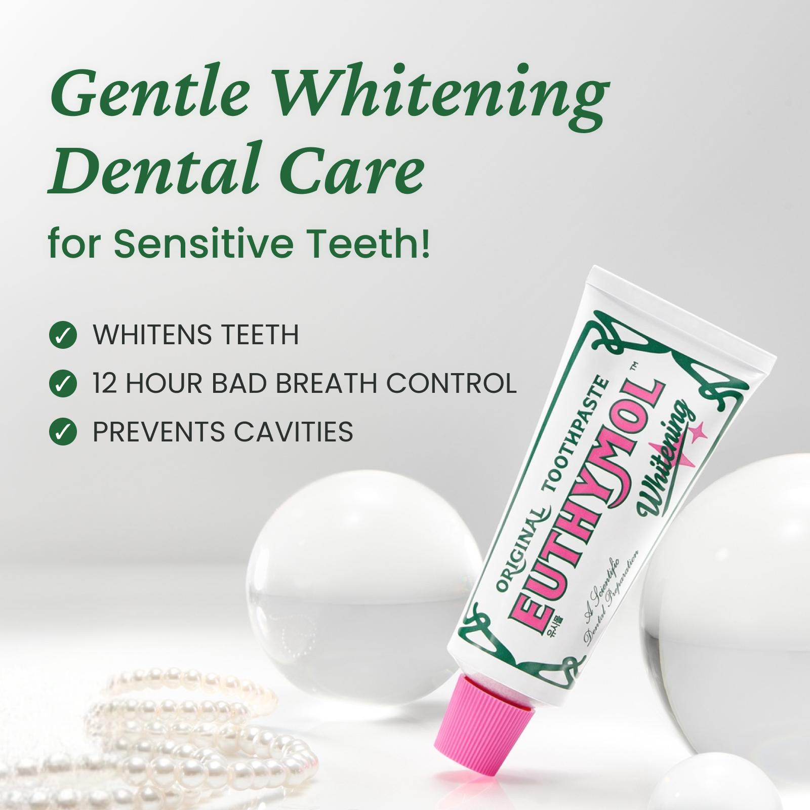Euthymol Whitening Set & Squeezer – Removes Coffee & Tea Stains, Brightens Teeth, 1100ppm Fluoride for Cavity Protection, Korean Oral Care