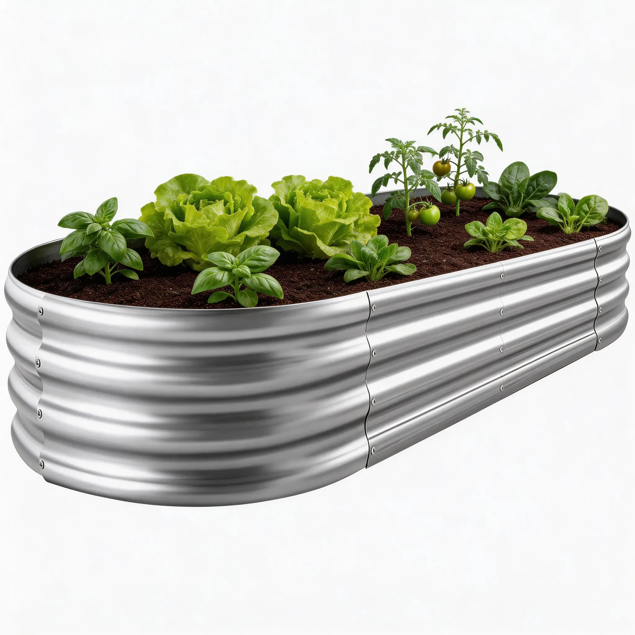 Heavy Duty Galvanized Raised Garden Bed Kit - Oval Large Metal Planter Box for Vegetables, Herbs & Flowers, Corrosion-Resistant Elevated Planting Boxes for Patio, Outdoor Spaces, Heavy Duty Planter