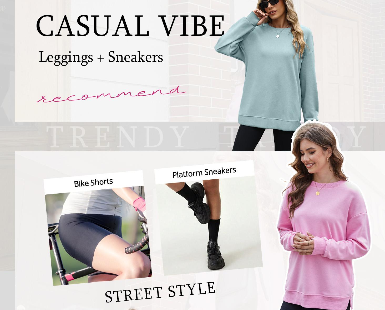 WIHOLL Women's Crewneck Thumbhole Sweatshirt with Dual Pockets - Flattering Oversized Fit for Effortless Fall Style