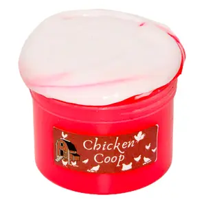 Bubbaboo Chicken Coop 16 oz DIY Thick and Glossy Slime Super Pretty Red with White Glossy Topper Unscented Stretchy Texture - fun freebies with every order!