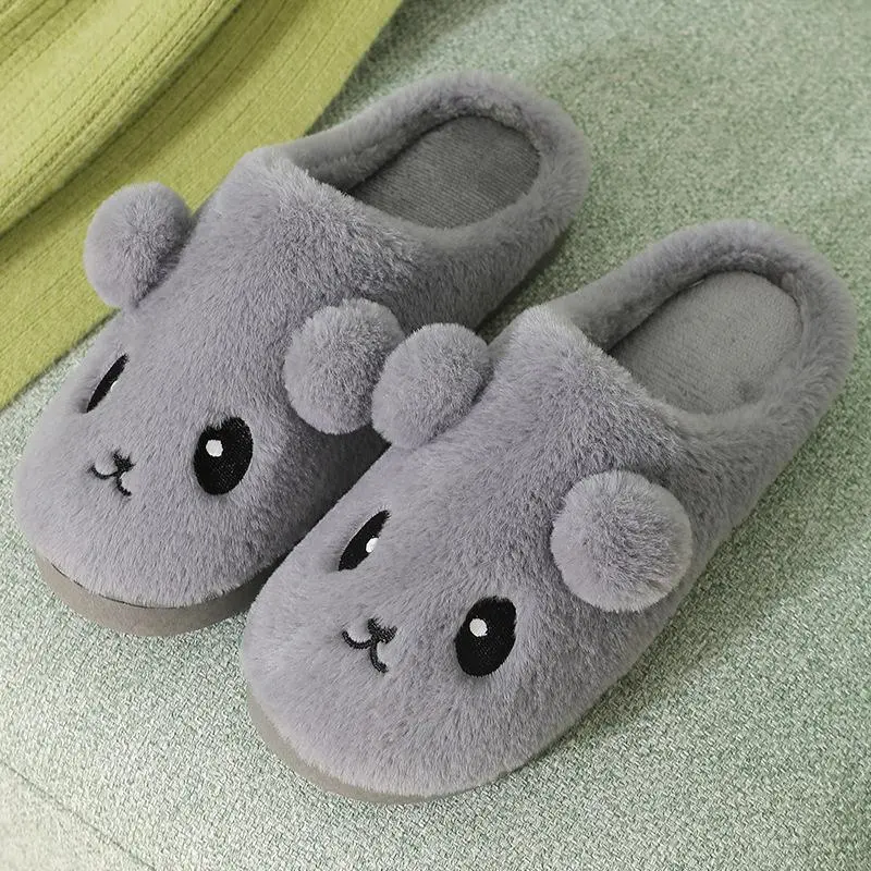 Women's & Men's Fall Winter Panda Cotton Slippers - High Cotton Content Footwear, Long Pile Cozy Plush with Pompoms, Non-Slip Indoor Shoes (Choose 1 Size Larger; Ideal for Christmas, Valentine's Day)