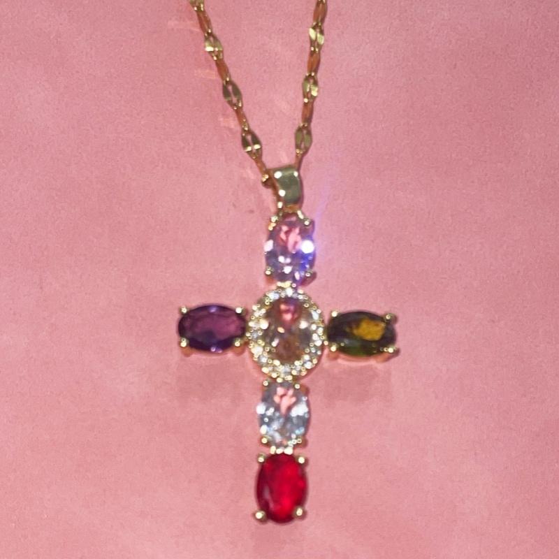 Sparkling Cross Pendant Necklace - Elegant Sparkling Cross Design for Various Occasions