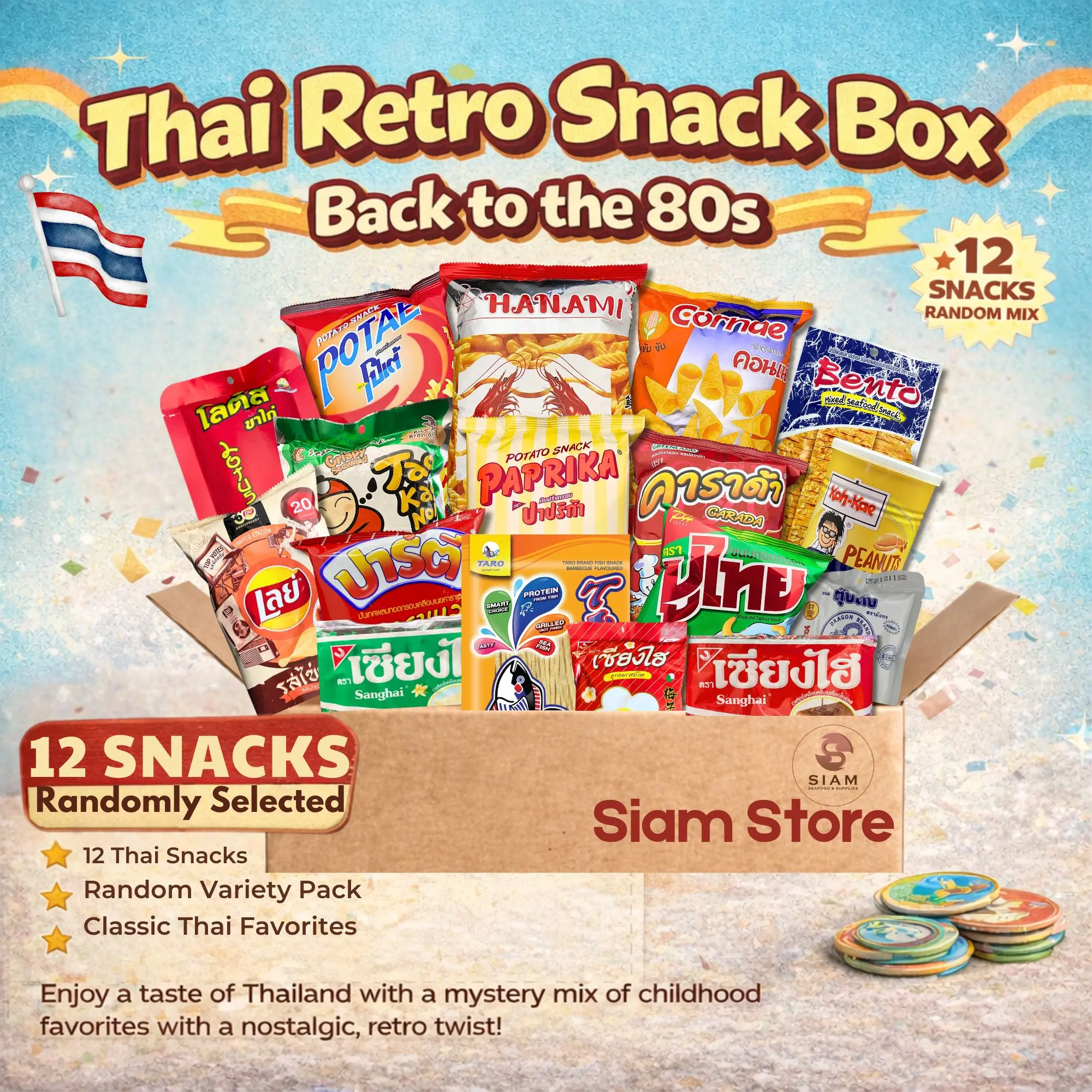 (12-Pack) Thai Retro Snack Box – Back to the 80s