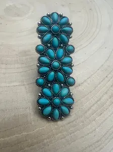 Western Desert Bloom: Faux Turquoise Adjustable Cluster Statement Ring