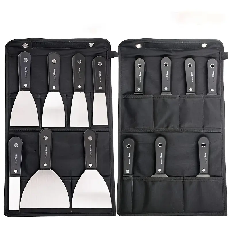 7pcs Stainless Steel Drywall Tools Set - Putty Knife, Paint Scraper, Plastering Tape Knife, Organized Storage Bag, Ideal for Home Improvement, Construction, Applying Drywall Plaster