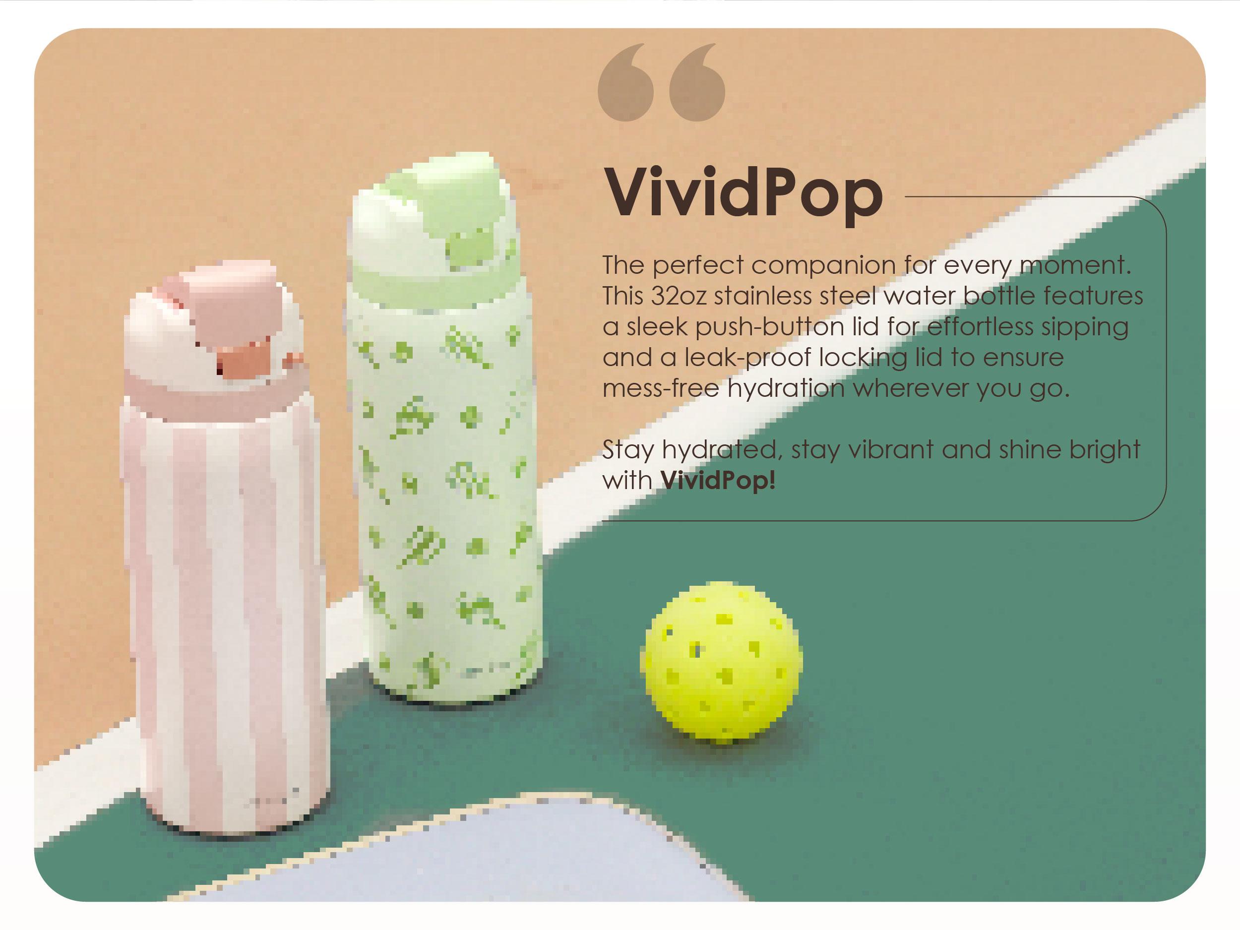 SANDJEST 32oz Water Bottle with Straw Push Button Lid, Stainless Steel Portable LeakProof Drinkware Flask, Spring Gift for Travel Outdoor Mother's Day