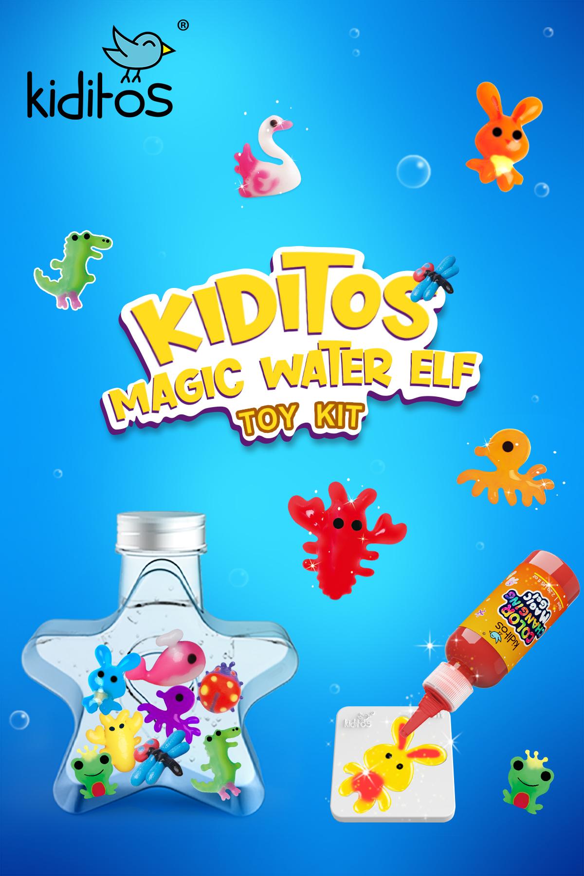 Kiditos Color Changing Magic Water Elf Toy Kit,Aqua Fairy Water Gel Kit-8 Gel&10 Molds-Make Your Own Water Pets&Squishy Toys–Fun Summer DIY Craft Kit,Birthday Gift&Party Favors for Kids Ages 3+