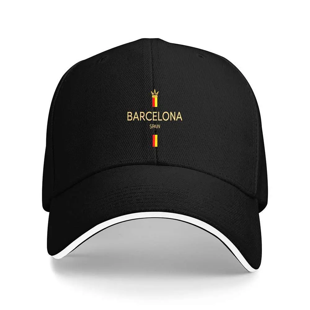 Unisex Baseball Cap with Barcelona Crown Graphic, Lightweight All-Seasons Polyester Travel Accessory, Supports Dry Cleaning, Graphic Print, Baseball Element Hats, Polyester Clothes, Crown Graphic Hat