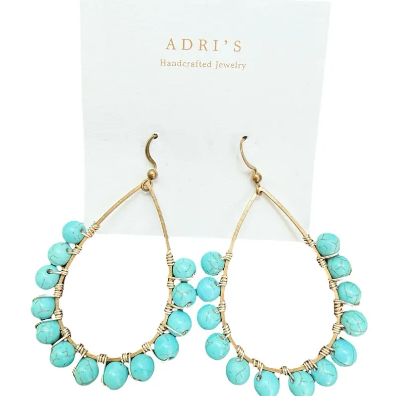 Turquoise Beaded Teardrop Earrings