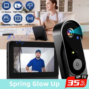 Wireless Video Doorbell with 4.3-inch Color Screen, 2.4G Connectivity, Night Vision & Waterproof Design,Long Battery Life,Includes Chime & Accessories,for Valentine’s Day Gift