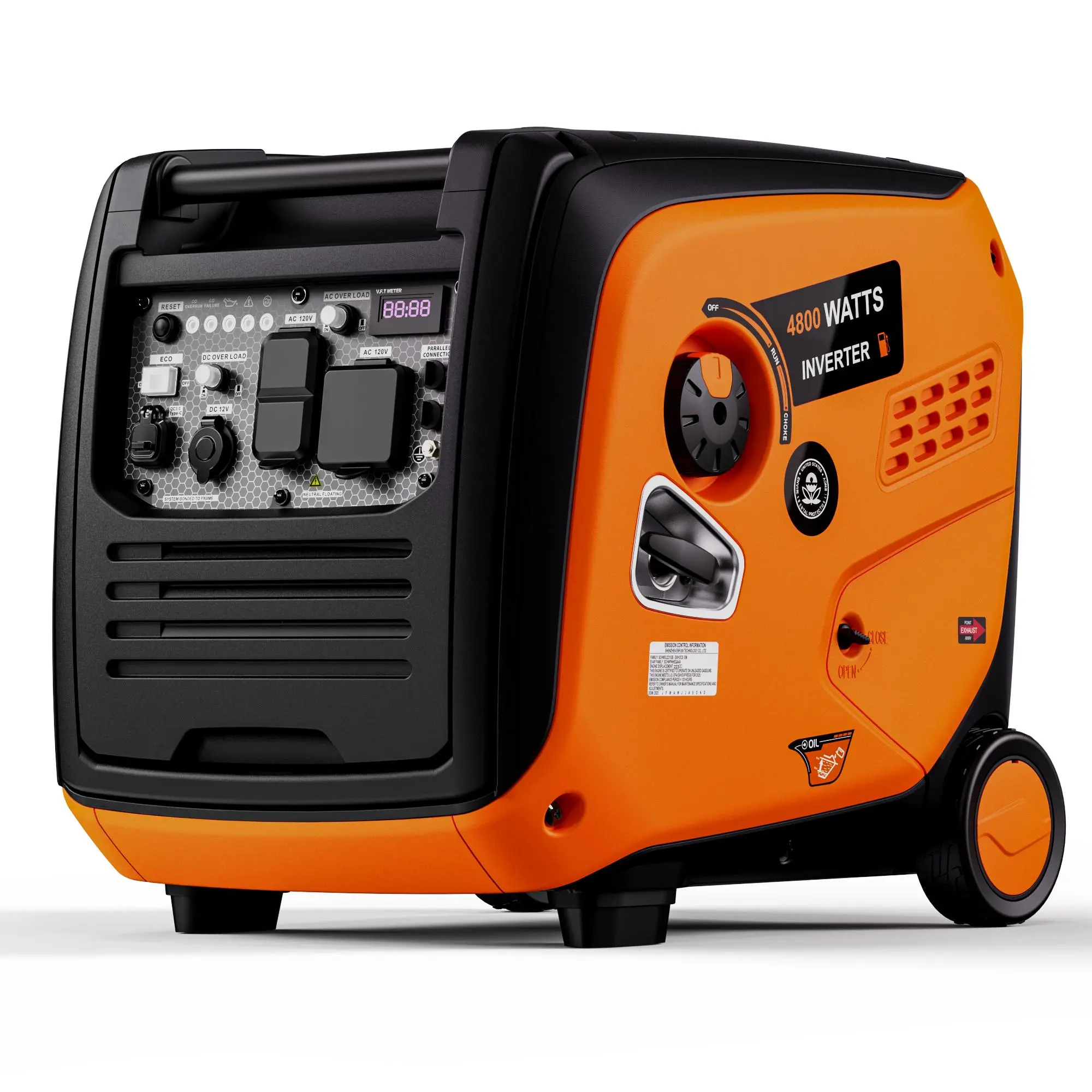 【Ships within 24H】Efurden 4800 Watts Inverter Generator Gas Powered, Portable Generators for Home Use and Camping, with Fuel Gauge and Digital Meter, CO Sensor, RV Ready, Parallel Capable, EPA Compliant