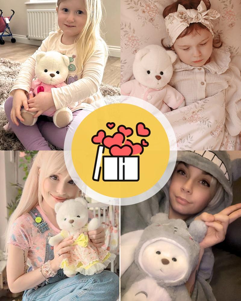 Getahug 12-inch Teddy Bear Plush Toy | Perfect as a gift for girls or girlfriends, full of summer vibes, comes with interchangeable outfits: plush hat, blue shark, pink dinosaur, plush elephant.Build-A-Bear,Back-to-school companion items