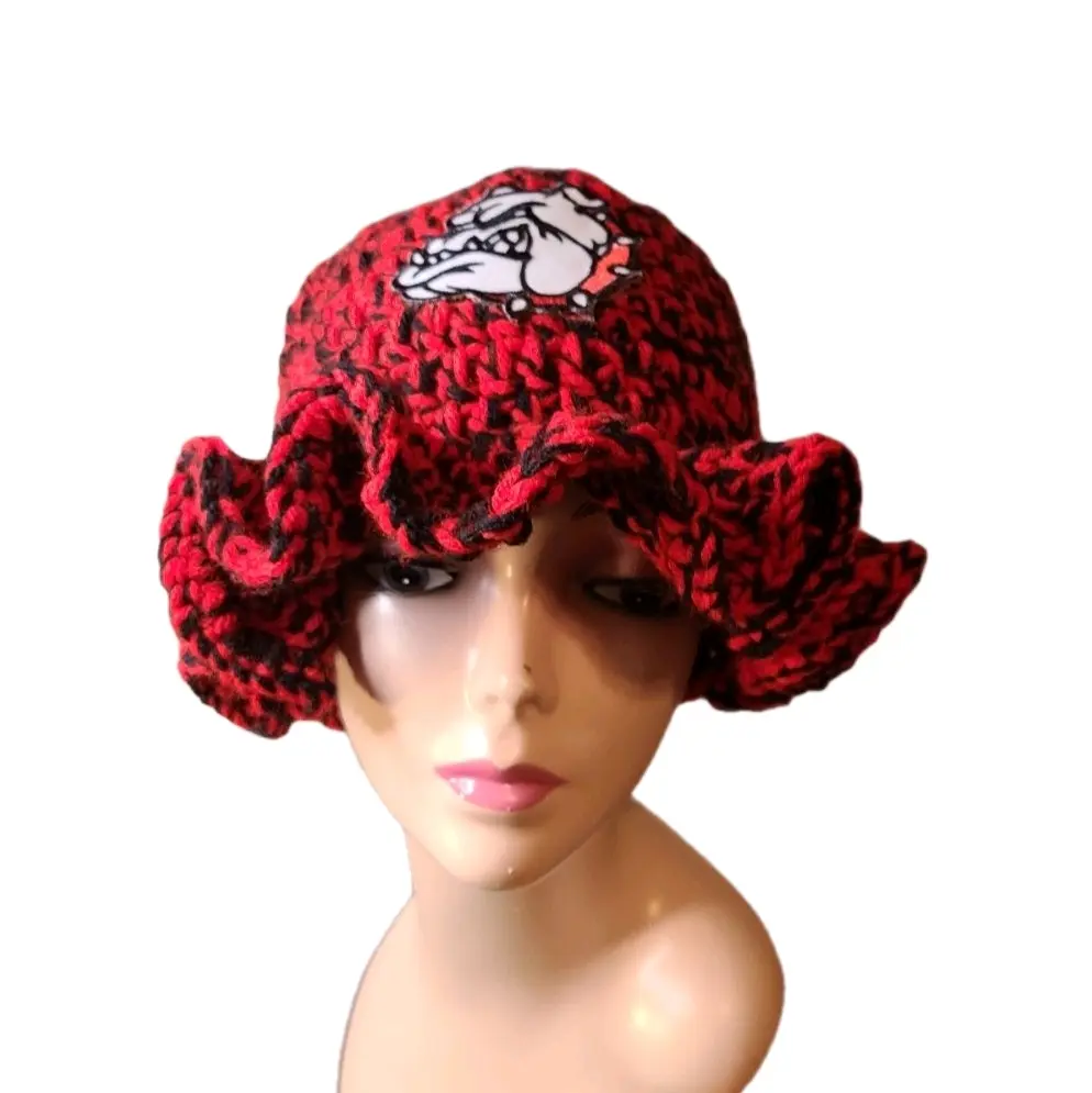 Crochet ruffled beanie