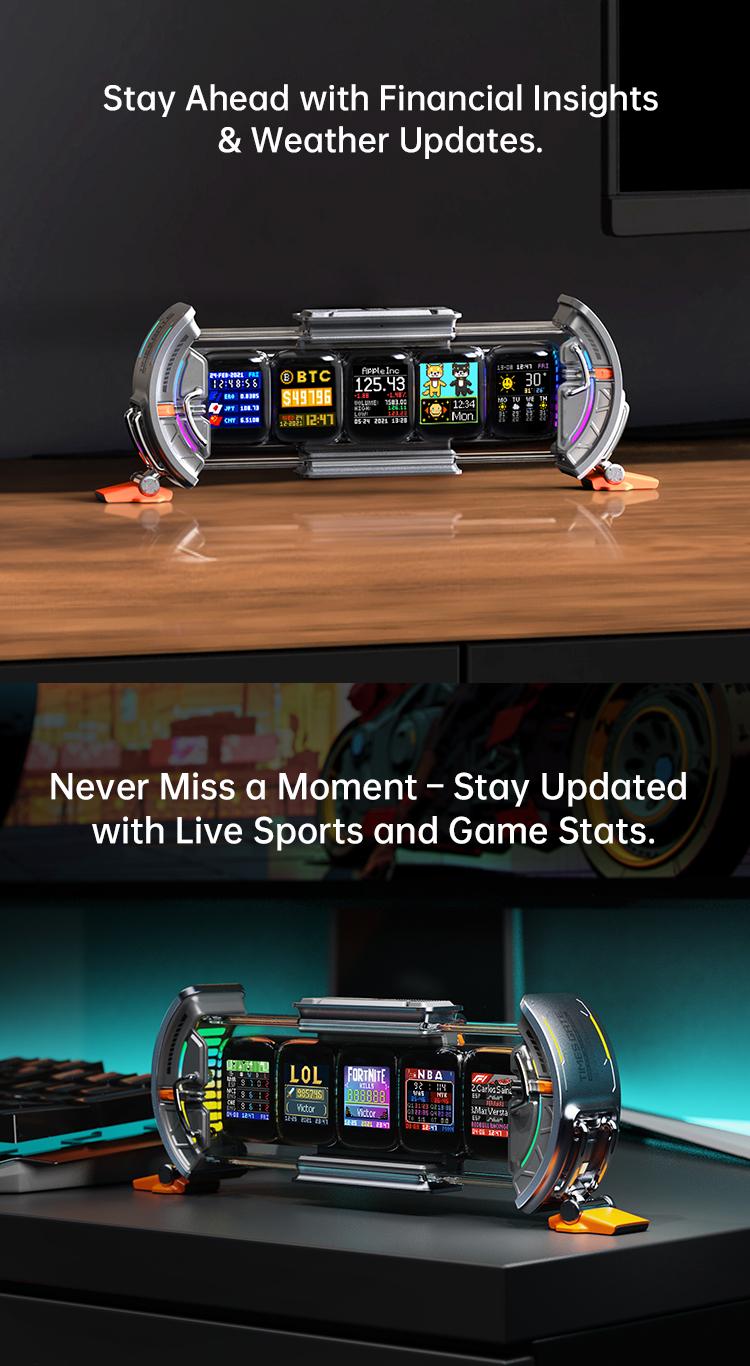 Divoom Times Gate - Cyberpunk Gaming Setup Digital Clock with Smart APP Control, WiFi Connect, RGB LED Display, Personalized Dashboard, Pixel Art for Gaming Room & Office Decor Ambient Light Lcd,rgb light,Interactive night gift Interaction lamps