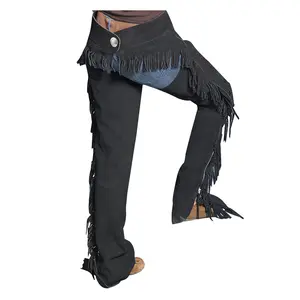 Black Hilason Suede Full Grain Leather Shotgun Work Chaps