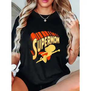 100% Cotton Womens Super Mom | Mothers Day & Birthday Gift for Mom | Super Hero T-Shirt