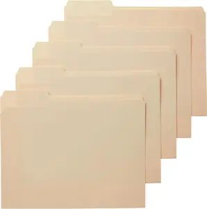 Sturdy File Folders with Reinforced Tabs for Filing and Organization, 1/3-Cut Tab, Assorted Positions, Letter Size, 8.5x11 inches, Manila, 100-Pack