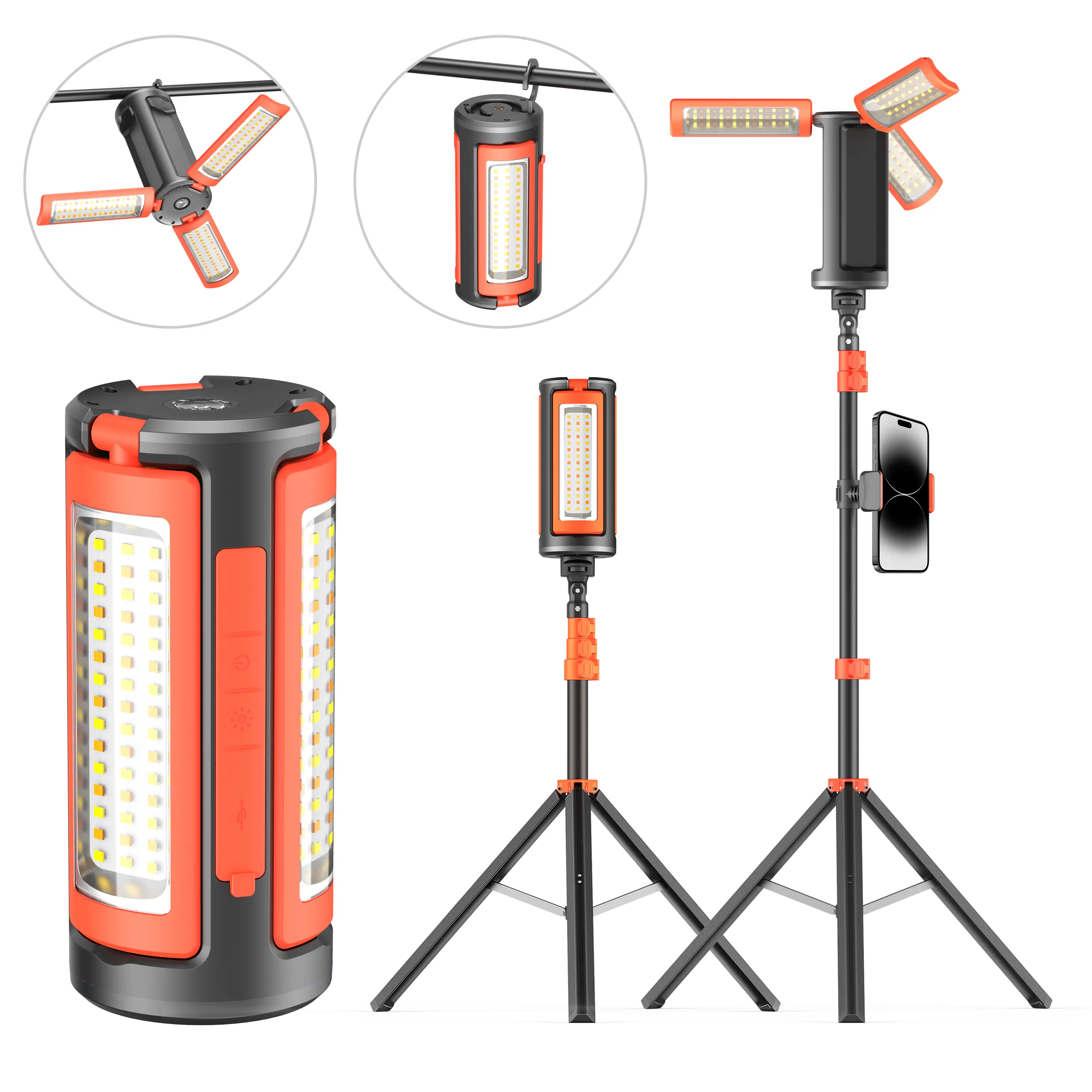 3-Head LED Hiking Camping Lantern with 67in Adjustable Tripod Stand, Rechargeable Light, 10000mAh Power Bank, Outdoor Work Light, Adult Tools & Gadgets, Men's Birthday Gifts for Boyfriend