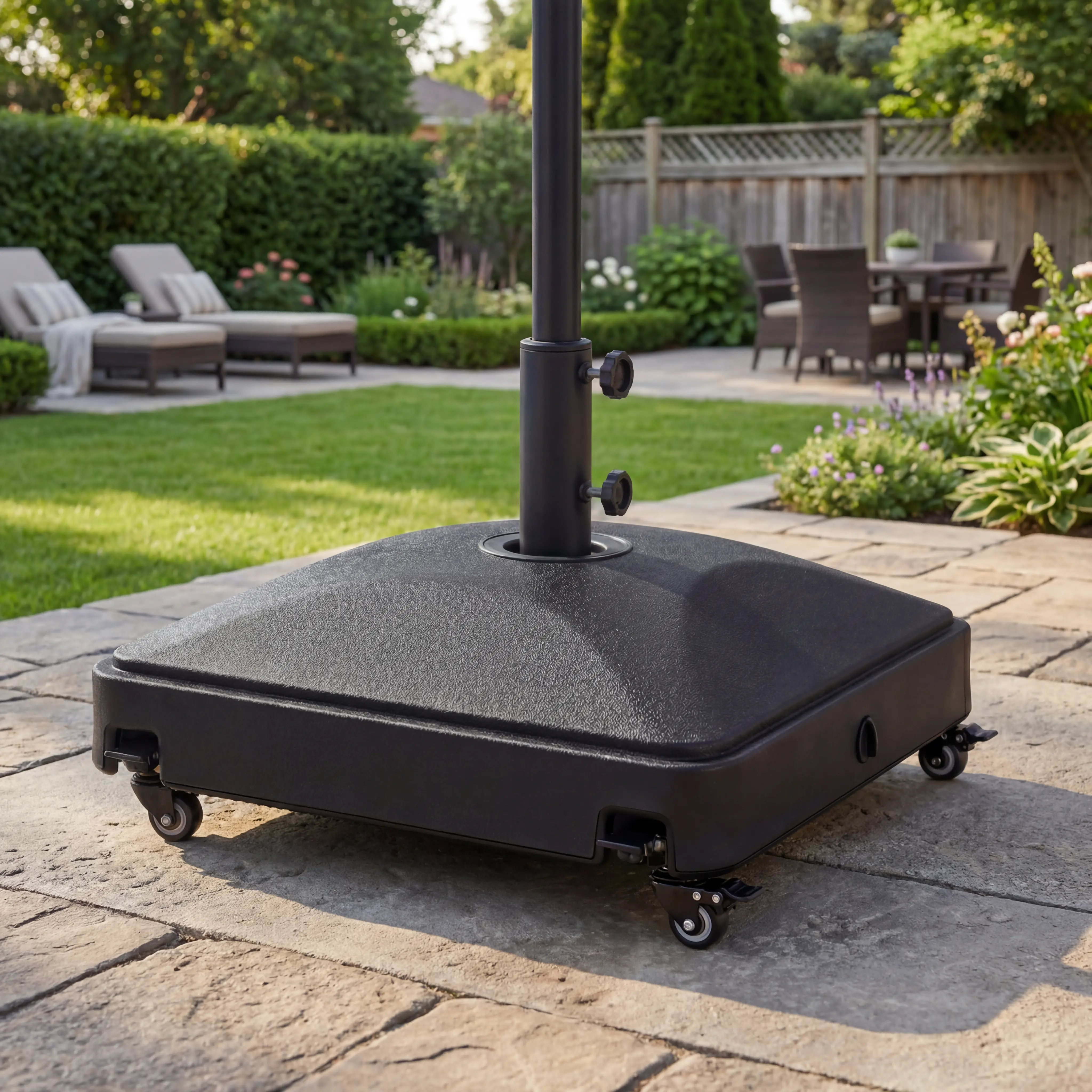 【4 Universal Castors】Costoffs Fillable Umbrella Base Stand with Lockable Castors, 37L Capacity Holds Water or Sand, 22x22x15.5 Inch Square Design,home decor,camping essentials
