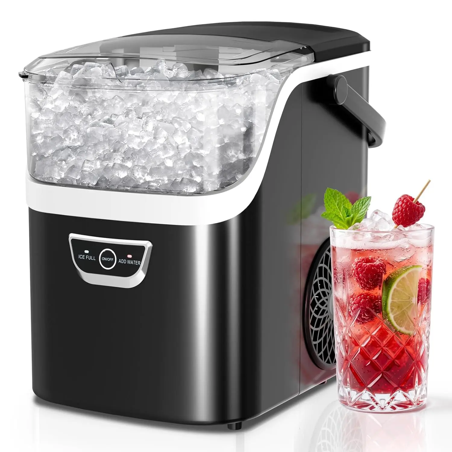 Countertop Ice Maker with Soft Chewable Ice, 34Lbs/24H, Ice Ready in 5 Mins,  Xbeauty Portable lce Machine with lce Scoop, Self-Cleaning Compact Ice Machine with Ice Scoop & Basket, Water/Ice Full Alerts for Home, Kitchen, Office, Party tiktokshop