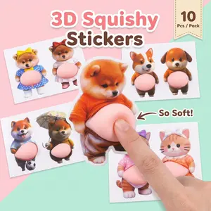 10pcs 3D Dimensional Stickers Cute Dog Big Belly - DIY Phone Case Decor, Door Stopper & Stress Relief Gift