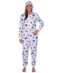 Sanrio Hello Kitty Women's Kuromi My Melody Keroppi Hooded Zip Up Union Suit Sleepwear