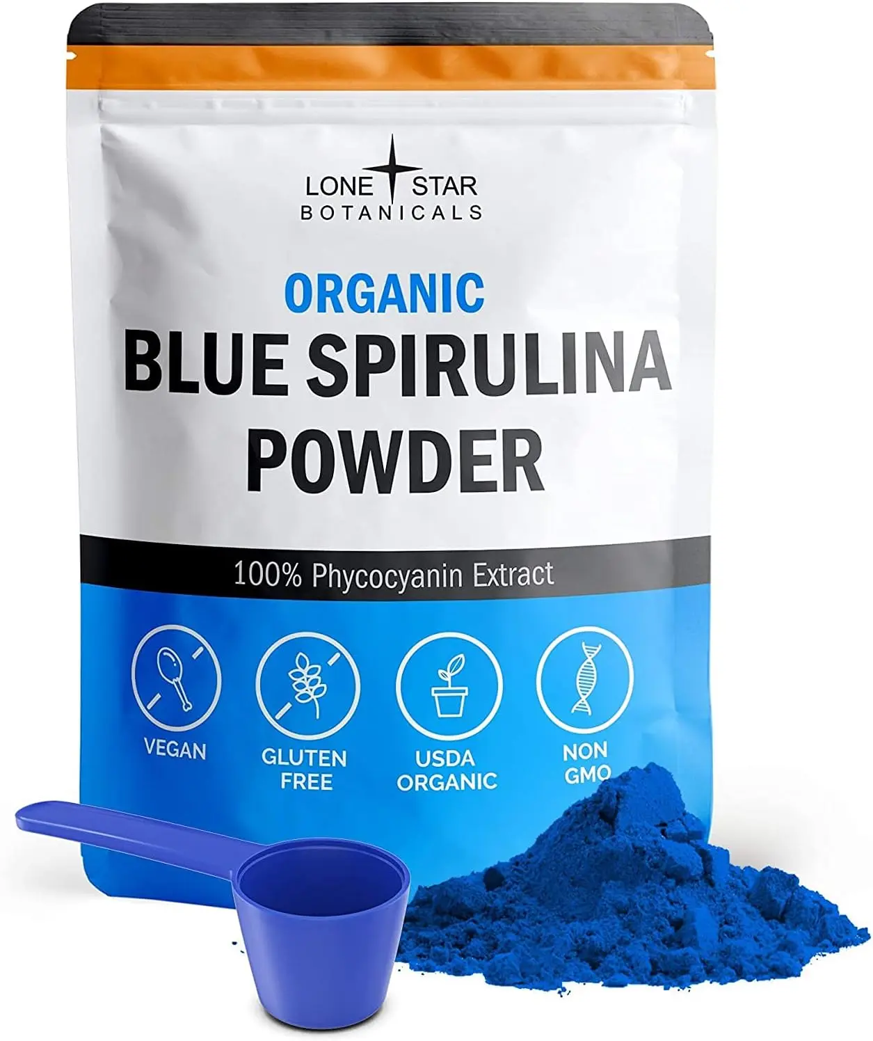 Organic Blue Spirulina Powder - 100% Pure Superfood, Blue-Green Algae, Non-GMO, Gluten-Free, Vegan, USDA Certified, 30 Servings - Dietary, Healthcare