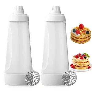 Pancake Batter Mixer Bottle Squeeze Dispenser Stainless Steel Baking Tool for Cupcakes Muffins and Cakes Blender 4.5 Cup Capacity Heat Resistant Spout - Smooth Thanksgiving tableware Value Pack Valentine's Day gift Set Stock Up