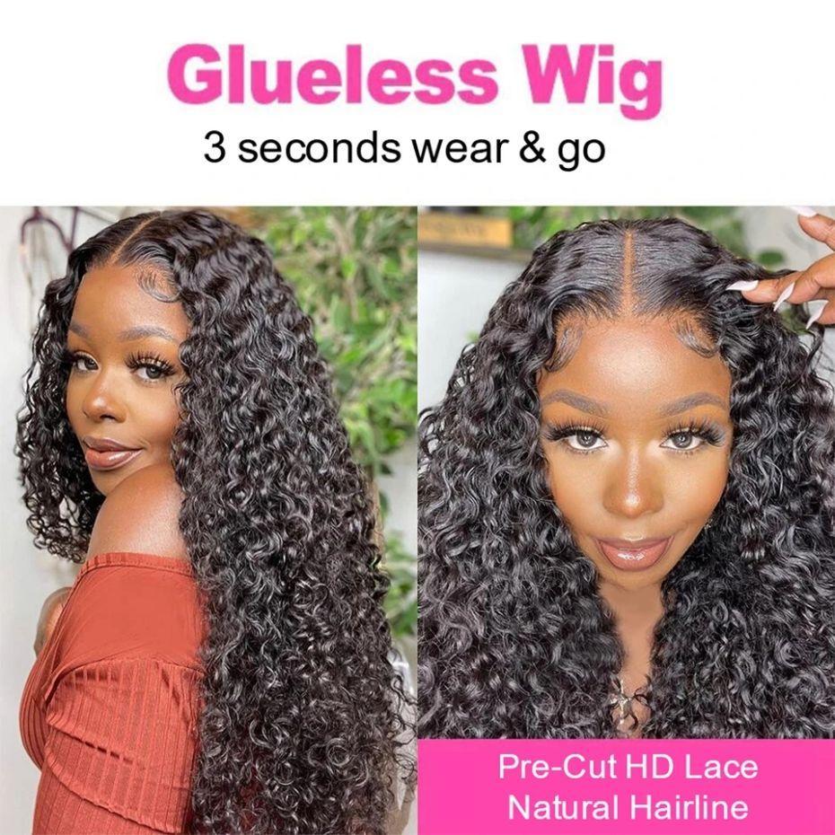 Bling Hair 9x6 Deep Wave Glueless Wig Human Hair 180% Density Deep Wave Wigs Ready To Go HD Lace Closure Wig