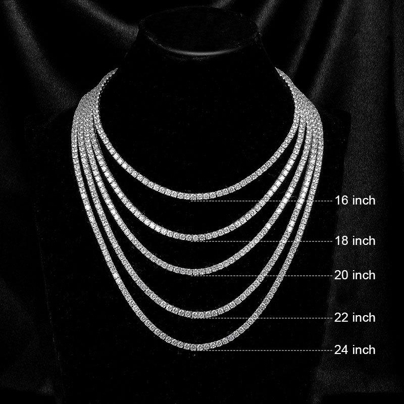 POPILY  3mm/5mm Simulated Diamond Tennis Necklace for Women, Classic 18"/20''/22"/24" with Secure Box Clasp Safety Latch