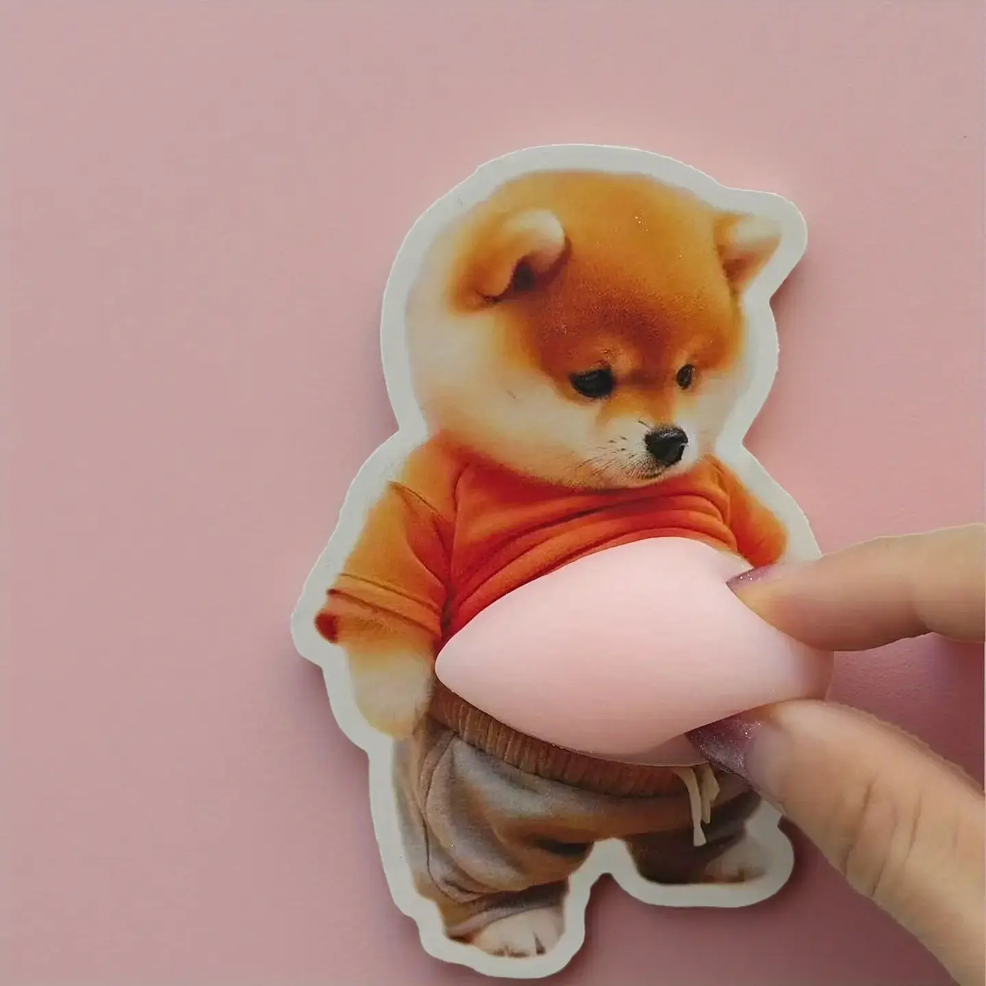 2pcs Soft Dog Belly Stickers, 3D & 2D Design, Stress Relief Squeeze Toy, Anti-Collision Decals, Decorative for Phone, Computer, Cup